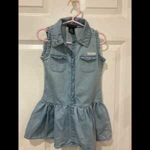 Calvin Klein sleeveless jean dress girl size 4.